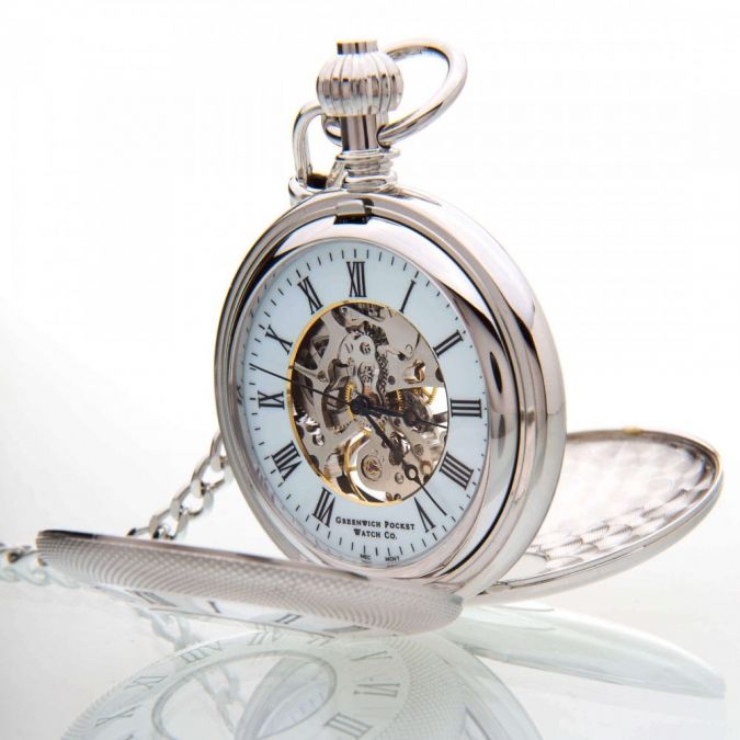 The Richmond - Chrome Mechanical Double Half Hunter Pocket Watch