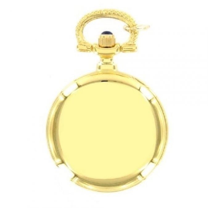 Gold Plated Open Faced Quartz Pendant Necklace Watch With Chain