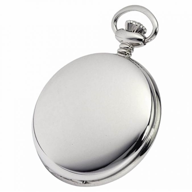 Chrome Plated 17 Jewel Swiss Mechanical Full Hunter Pocket Watch