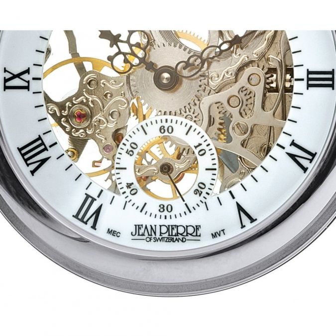 Chrome Plated Half Hunter Mechanical Pocket Watch With Open Back