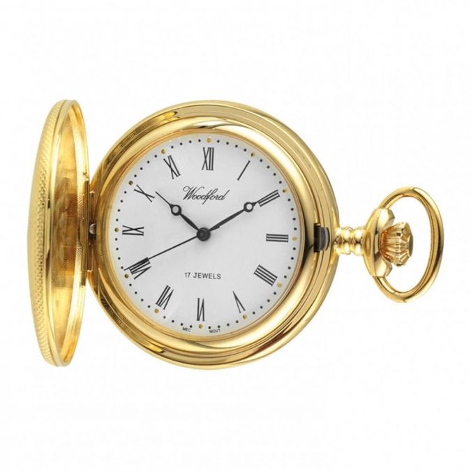 Gold Plated 17 Jewel Mechanical Half Hunter Pocket Watch