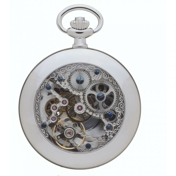 Chrome Plated Half Hunter Mechanical Pocket Watch With Open Back