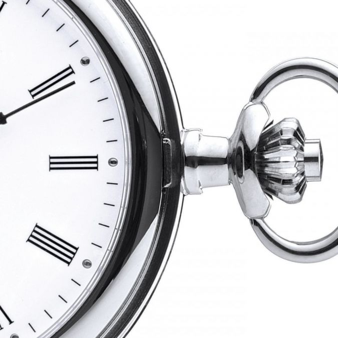 Chrome Plated Mechanical Half Hunter Pocket Watch