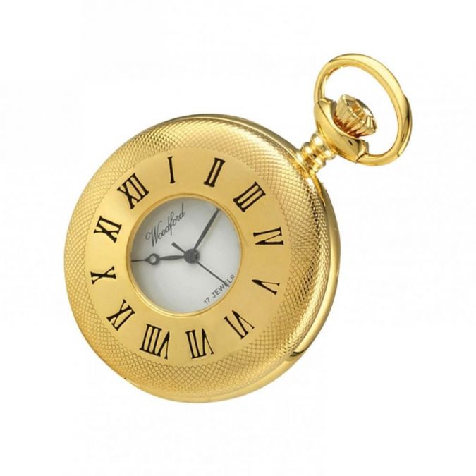 Gold Plated 17 Jewel Mechanical Half Hunter Pocket Watch