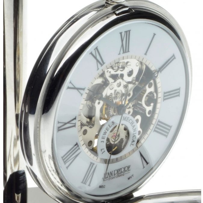 Half Hunter Mechanical Pocket Watch With Pouch & Stand