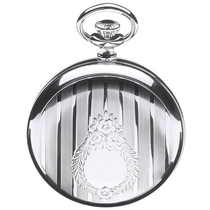 Full Hunter Chrome Plated Quartz Pocket Watch