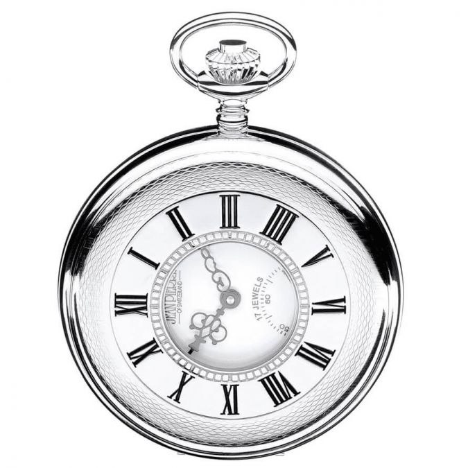 Sterling Silver Half Hunter Hand Driven Mechanical Pocket Watch