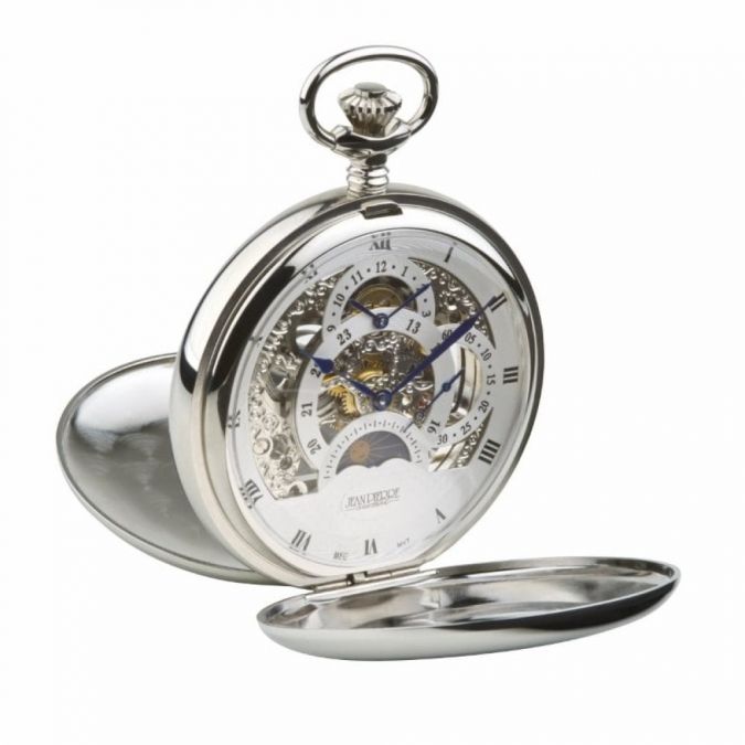 Chrome Double Hunter Dual Dial Moondial Pocket Watch