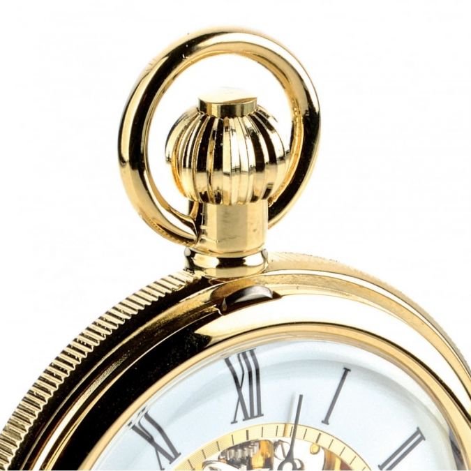 Gold Plated Double Hunter Mechanical Pocket Watch With Heartbeat Window
