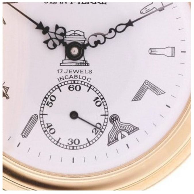 17 Jewel Masonic Gold Plated Mechanical Full Hunter Pocket Watch