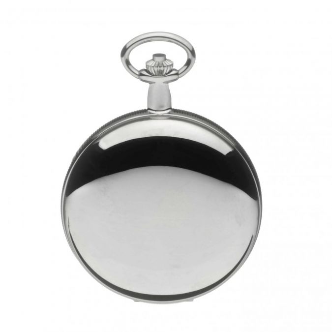 Chrome Plated Skeleton Mechanical Double Hunter Pocket Watch