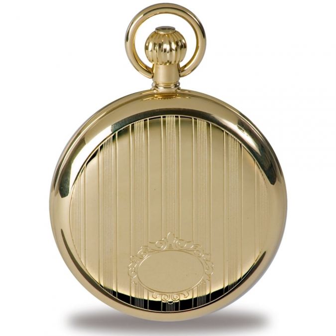 Gold Plated Full Hunter Pocket Watch & Date Window