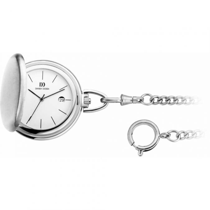 Small Full Hunter Brushed Chrome Pocket Watch