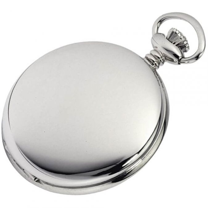 Polished Chrome Plated Full Hunter Mechanical 17 Jewel Pocket Watch