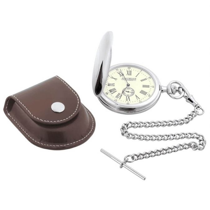 Gents Classic Style Pocket Watch And Leather Case