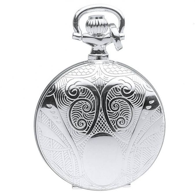 Womens Sterling Silver Pendant Watch With Engravable Shield