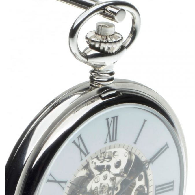 Half Hunter Mechanical Pocket Watch With Pouch & Stand