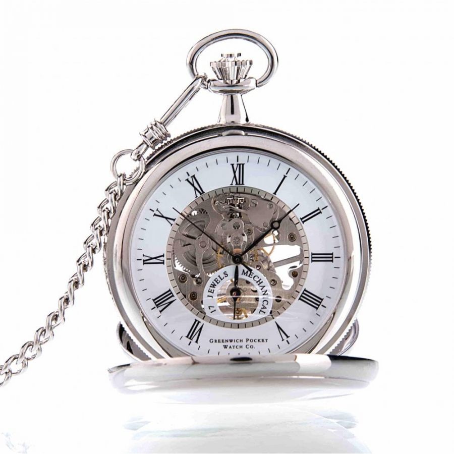 The St James - Chrome Mechanical Double Hunter Pocket Watch