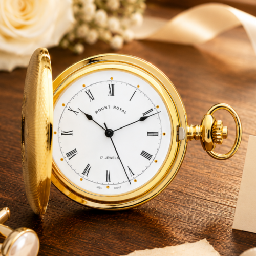 Gold Plated Mechanical Full Hunter Pocket Watch