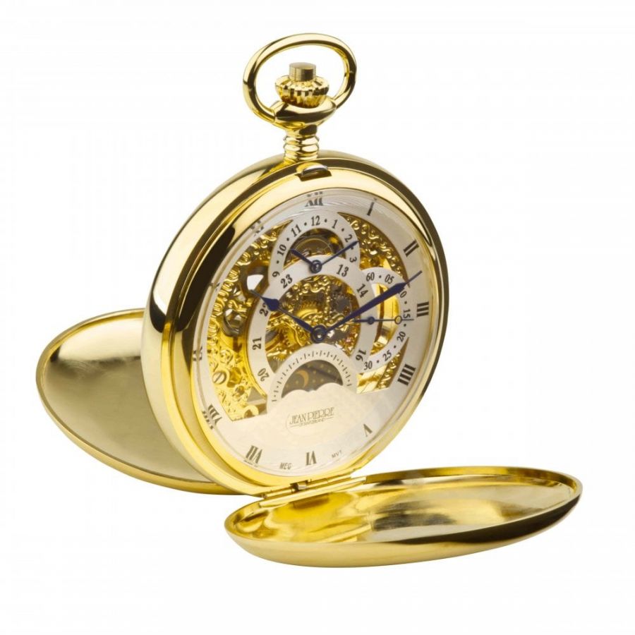 Gold Plated Dual Time Double Hunter Pocket Watch - Free Shipping G254PM ...