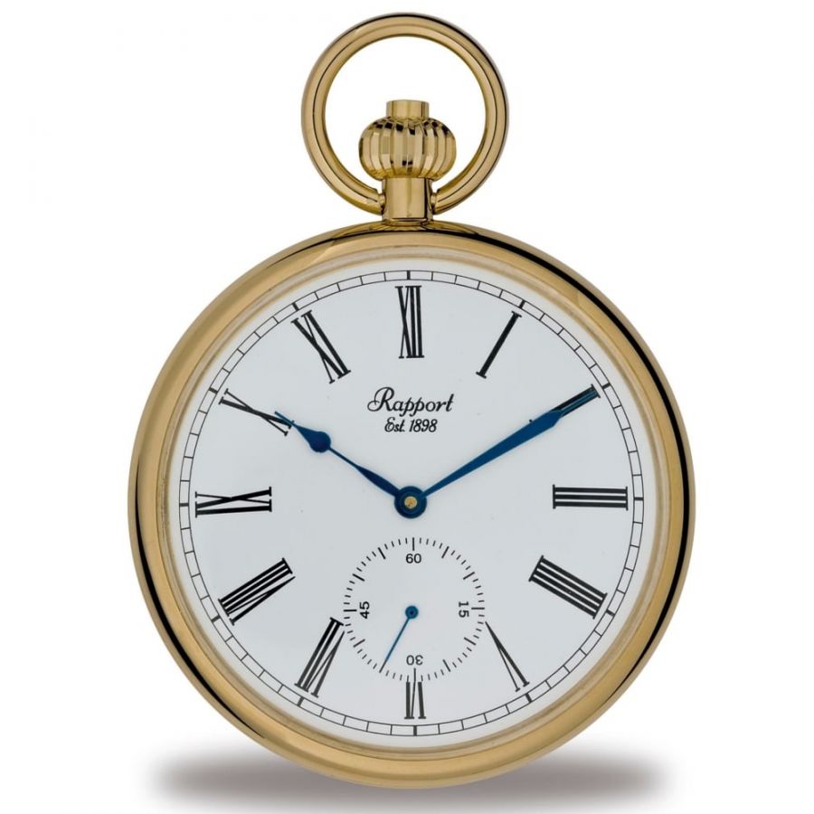 Mechanical Open Face Gold Plated Pocket Watch