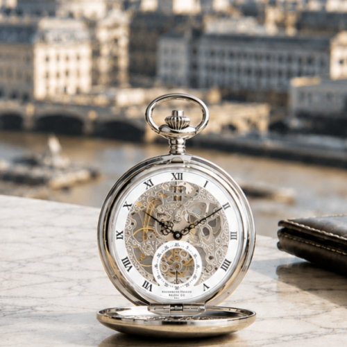 The Kensington - Chrome Mechanical Double Hunter Pocket Watch