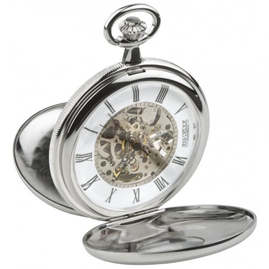 Chrome Plated Half Double Hunter Mechanical Pocket Watch