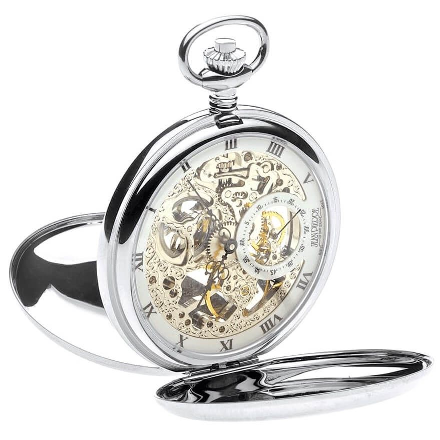 Chrome Plated Double Hunter Mechanical Pocket Watch