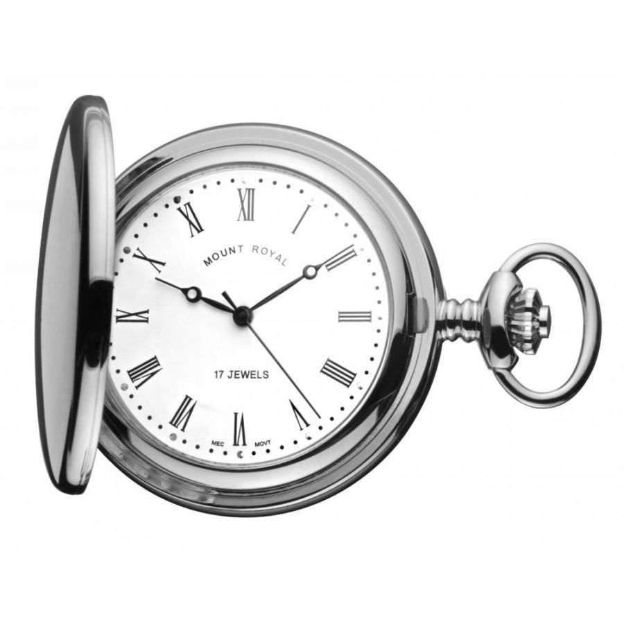 Chrome Plated 17 Jewel Mechanical Full Hunter Pocket Watch