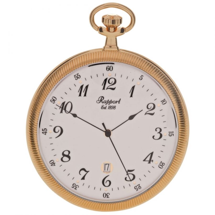 Slim Open Face Gold Plated Pocket Watch