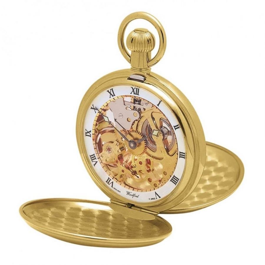 Gold Plated 17 Jewel Swiss Mechanical Double Hunter Pocket Watch