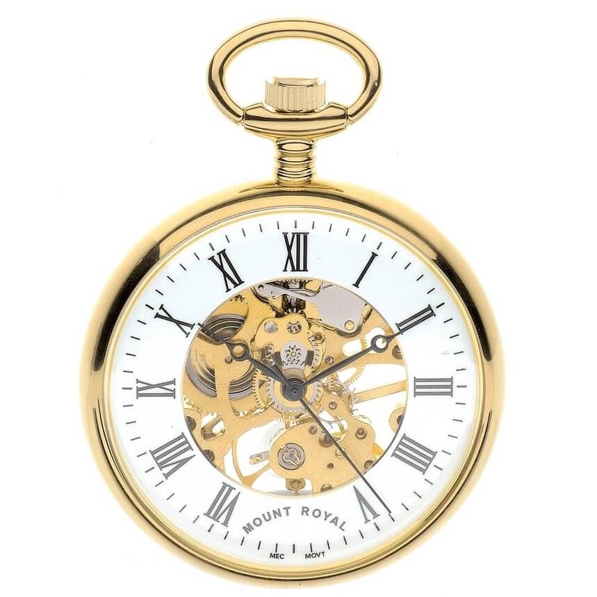 Gold Plated Open Face Mechanical Pocket Watch