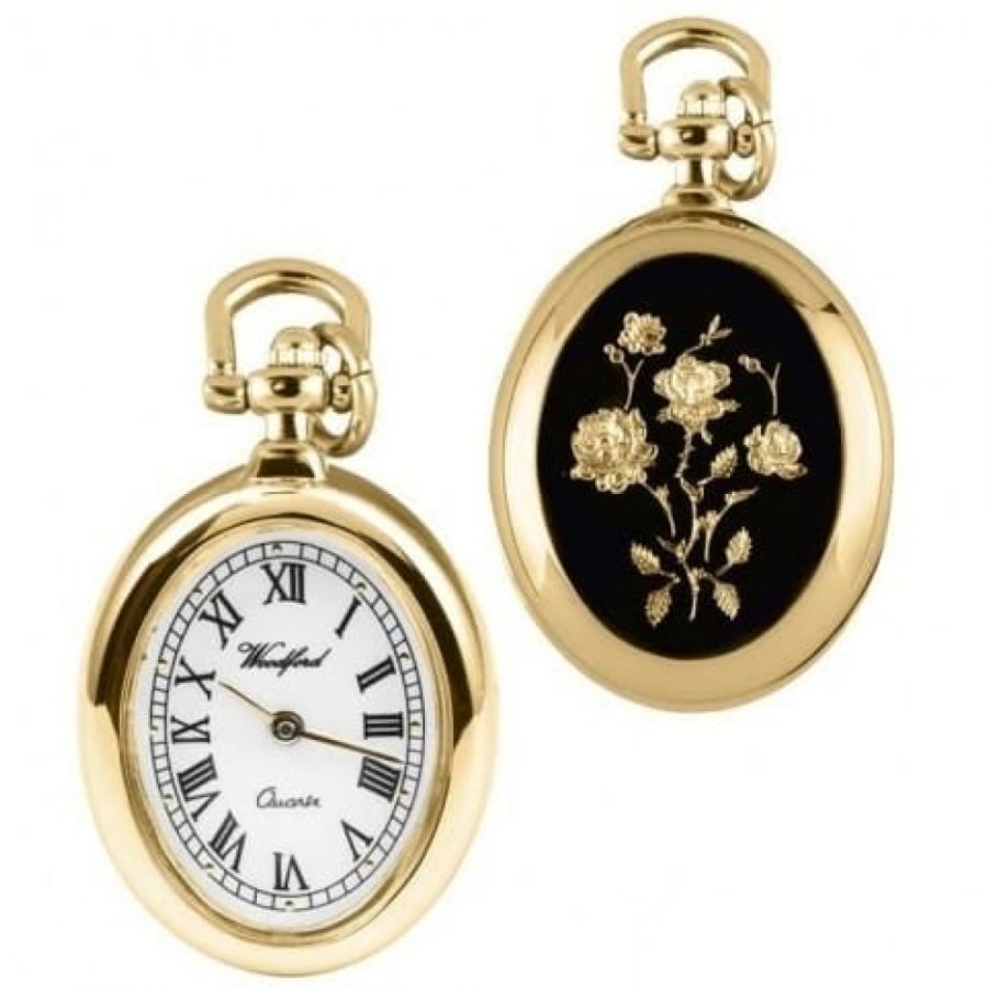 Ladies Oval Quartz Gold Plated Pendant Necklace Watch