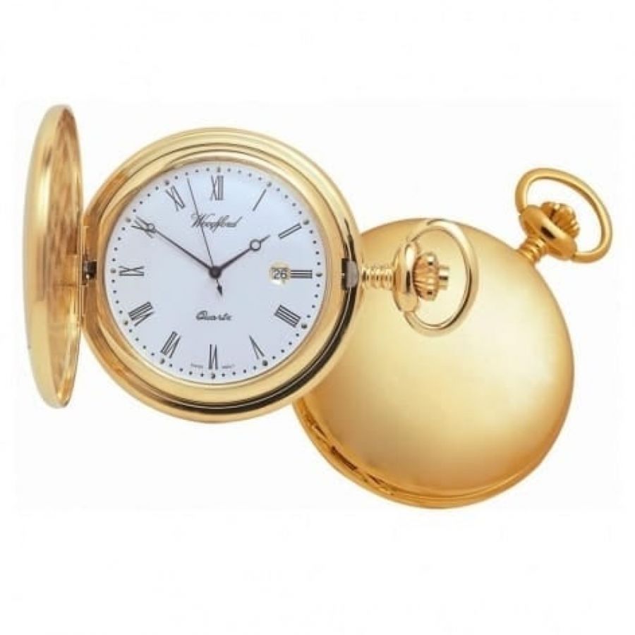 Gold Plated Quartz Full Hunter Pocket Watch