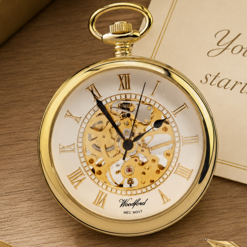 Gold Plated 17 Jewel Spring Wound Mechanical Open Face Pocket Watch
