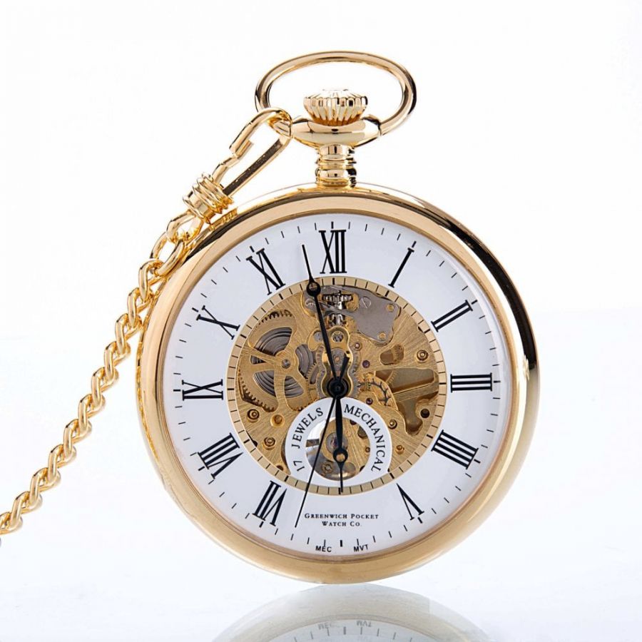 The Eltham - Gold Mechanical Open Face Pocket Watch