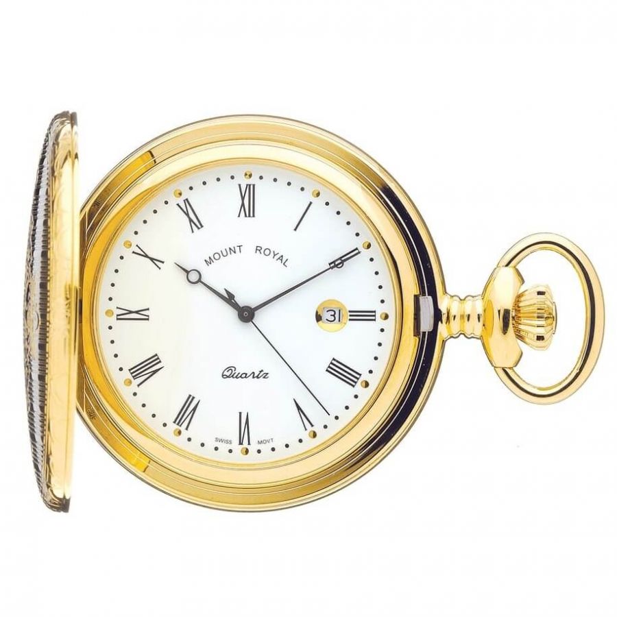 Gold Plated Quartz Full Hunter Pocket Watch