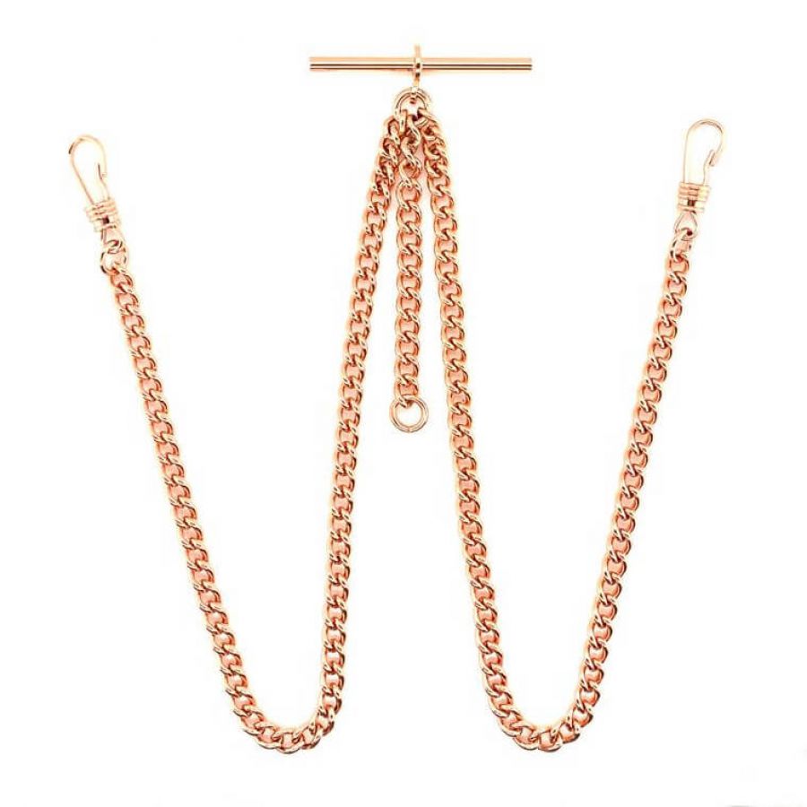 Rose Gold Plated Double Albert Pocket Watch Chain