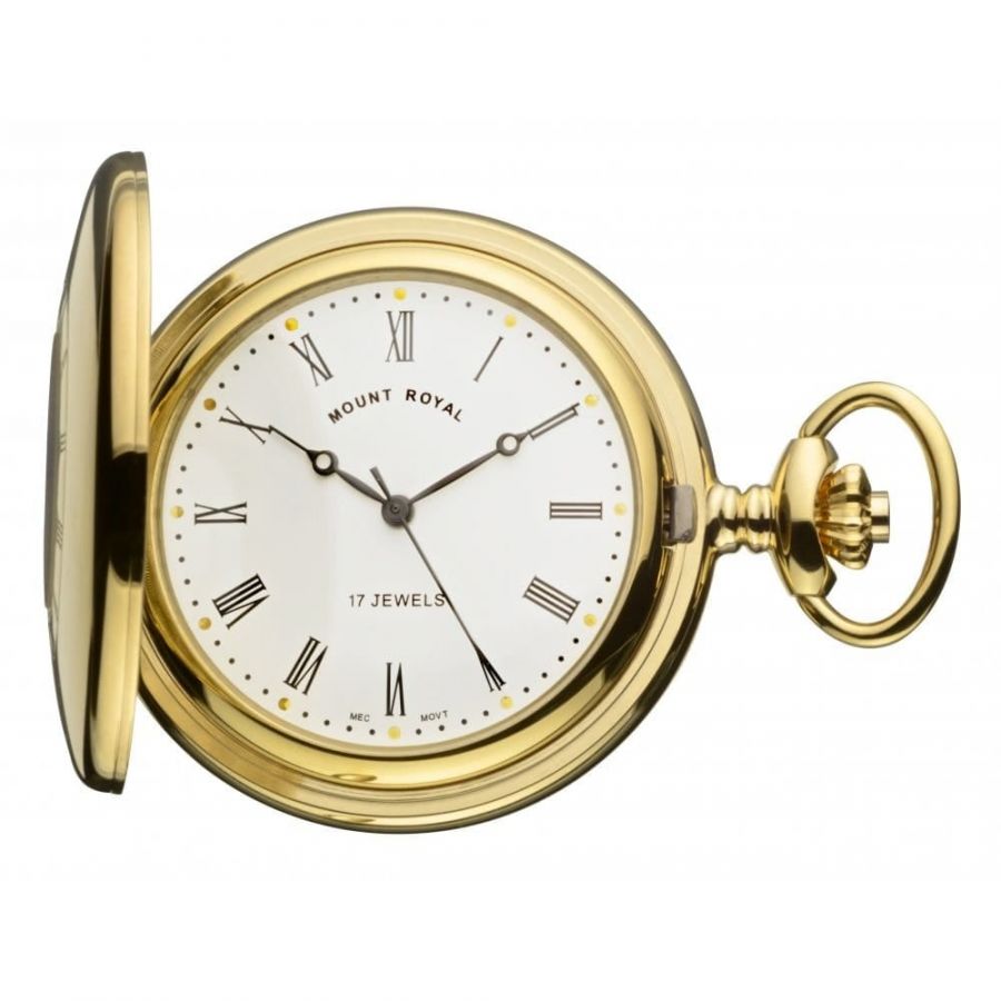 Gold Plated 17 Jewel Half Hunter Mechanical Pocket Watch