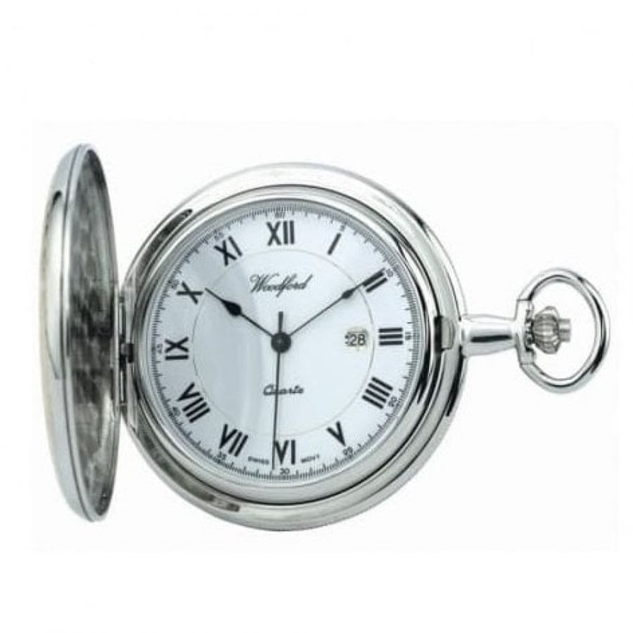 Chrome/Gold Plated Swiss Quartz Full Hunter Pocket Watch