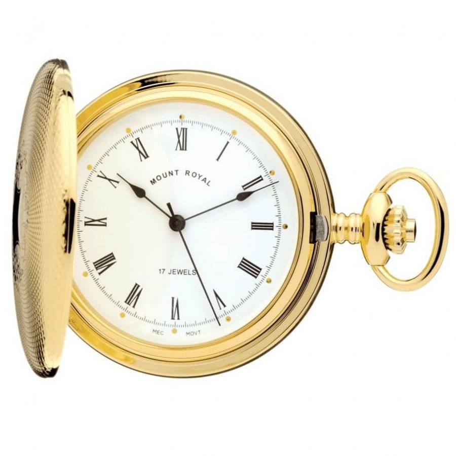 Gold Plated Mechanical Full Hunter Pocket Watch