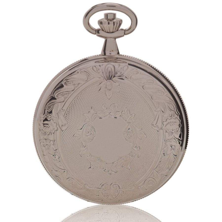 Mechanical 17 Jewel Double Opening Full Hunter Silver Tone Pocket Watch