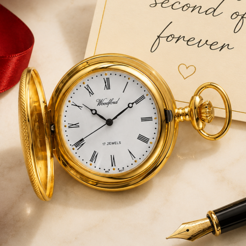 Gold Plated 17 Jewel Mechanical Half Hunter Pocket Watch