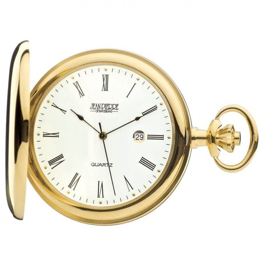 Quartz Gold Plated Full Hunter Pocket Watch