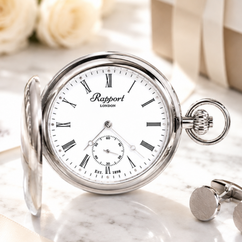 Chrome Double Hunter Mechanical Pocket Watch