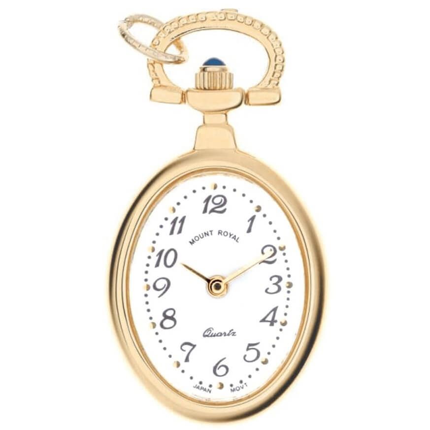 Gold Plated Open Face Quartz Pendant Watch