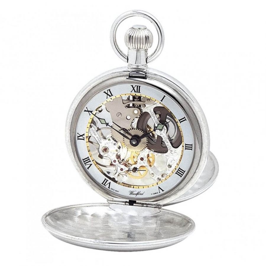 Swiss Movement Sterling Silver Double Hunter Mechanical Pocket Watch Without Chain