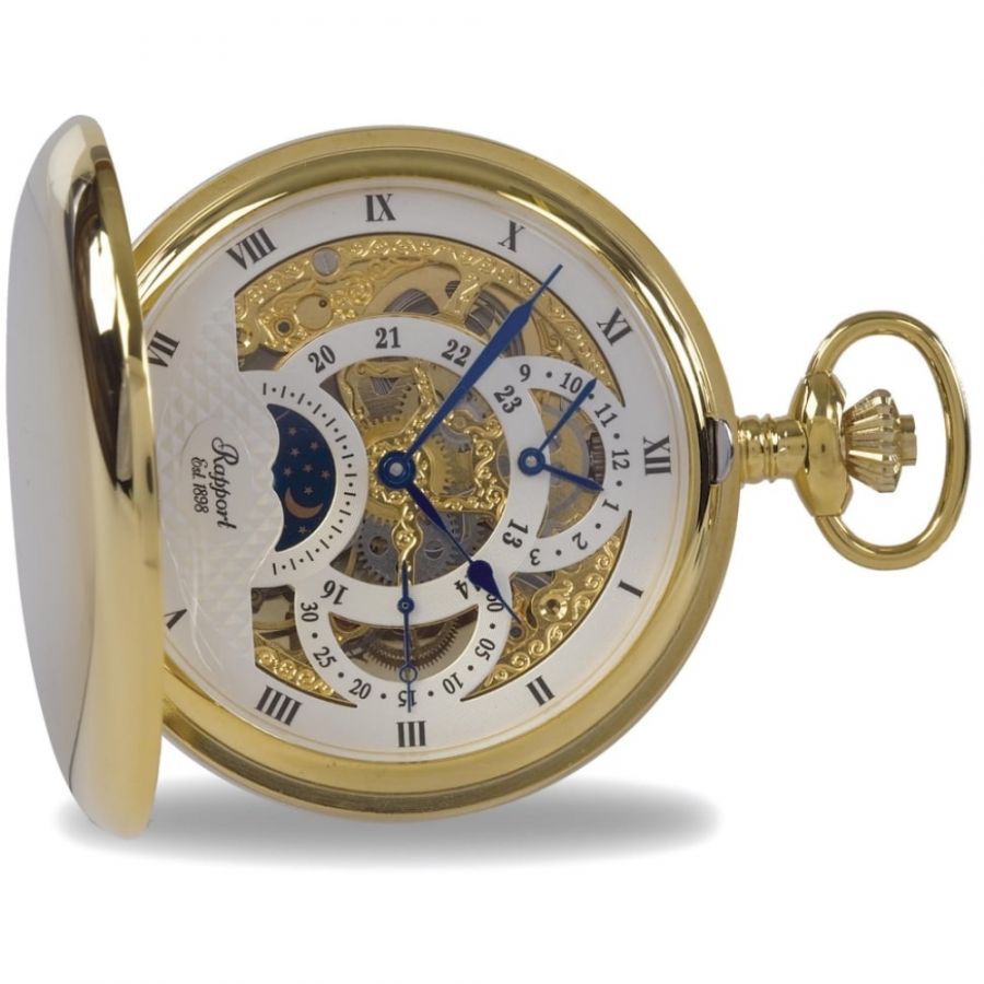 Mechanical Moon Dial 17 Jewel Double Hunter Pocket Watch