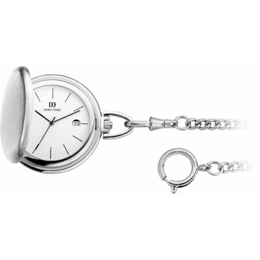 Small Full Hunter Brushed Chrome Pocket Watch