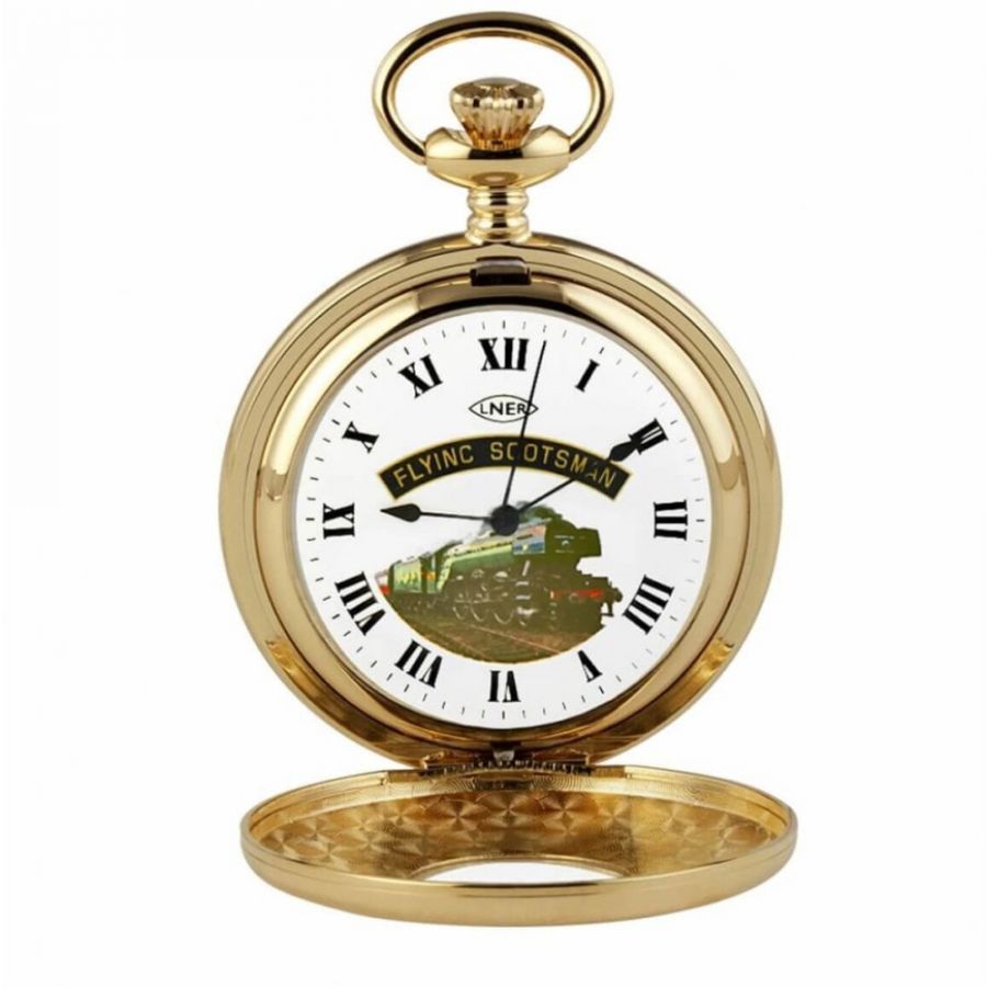 Gold Plated Flying Scotsman Half Hunter Pocket Watch